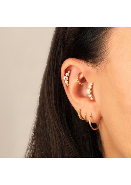 14 Ayar Altın 5 Taşlı Tragus Piercing