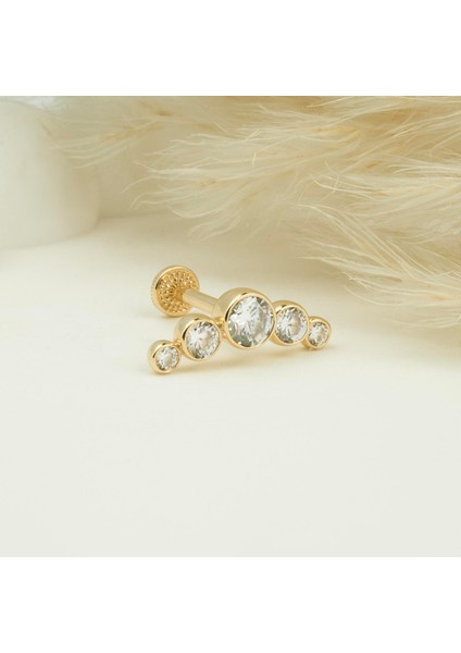 14 Ayar Altın 5 Taşlı Tragus Piercing