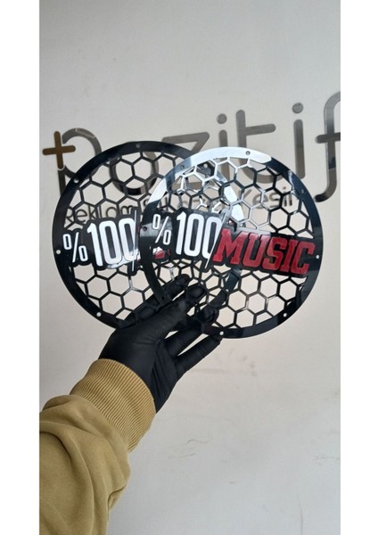 %100 Musıc Yazılı 20CM Midrange Kapağı - 2 Adet