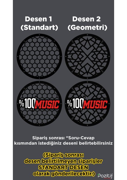 %100 Musıc Yazılı 20CM Midrange Kapağı - 2 Adet indirimleri