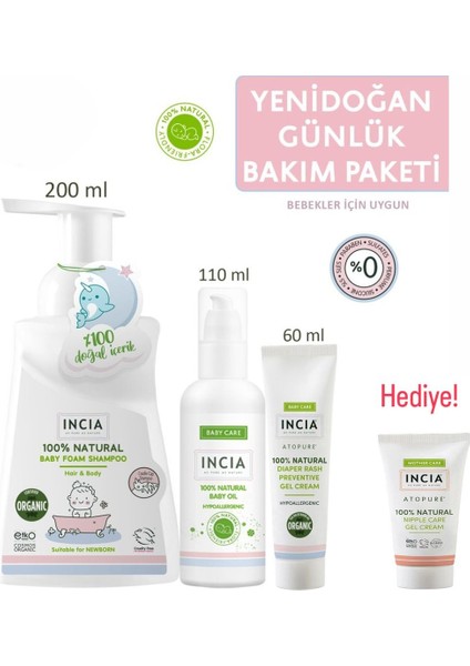 Incıa Doğal Yenidoğan Günlük Bakım Seti + Göğüs Ucu Bakım Kremi
