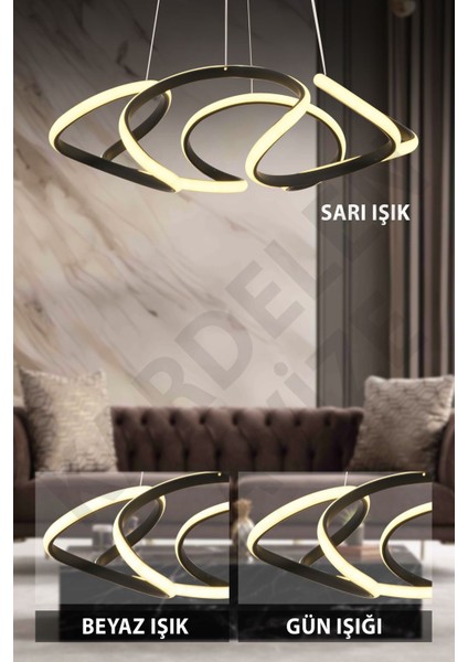 Kardelen 3 Renkli Siyah Dron4 Sarkıt Modern Ledli Avize fiyatları