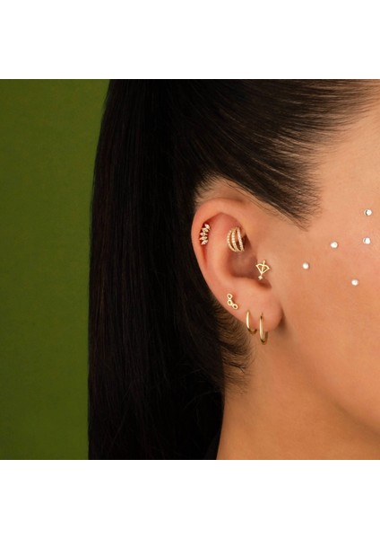 14 Ayar Altın Bal Peteği Minimal Tragus Piercing fırsatları