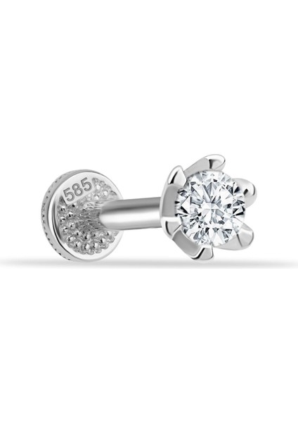 14 Ayar Altın Tektaş Minimal Tragus Piercing