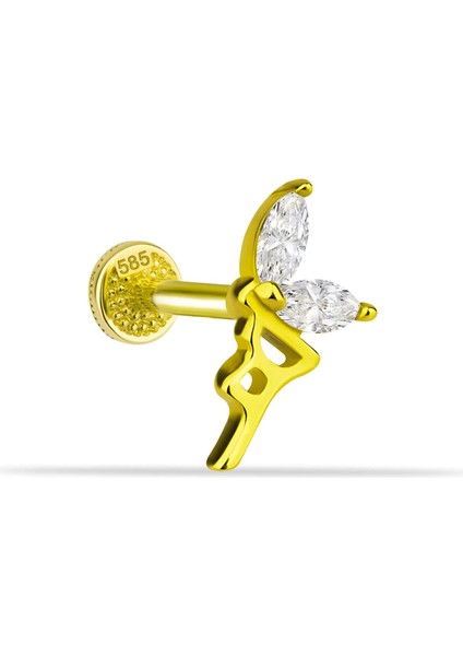 14 Ayar Altın Markis Taşlı Peri Tragus Piercing