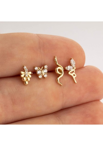 14 Ayar Altın Markis Taşlı Peri Tragus Piercing
