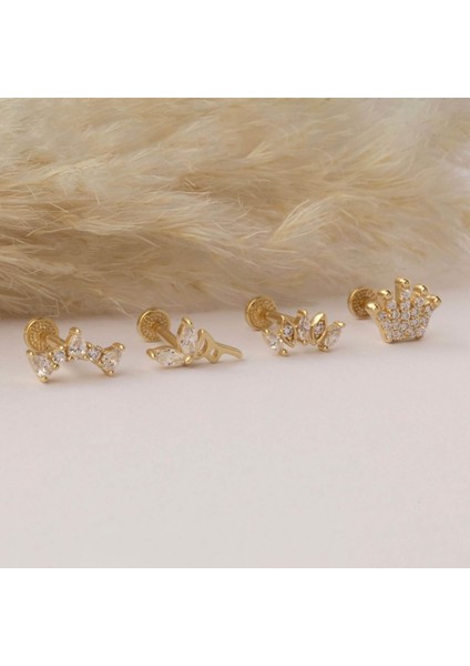 14 Ayar Altın Markis Taşlı Peri Tragus Piercing