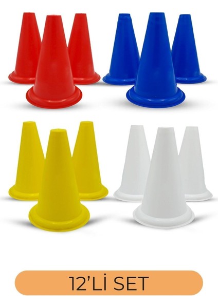 12 Adet Antrenman Hunisi 17 cm Kuka Seti 12 Adet Kırılmaz Idman Hunisi 4 Renk