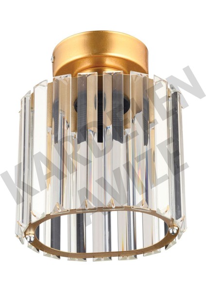Gold Tekli Plafonyer Kristal Taşlı Aşağı Bakan Lüks Avize modelleri