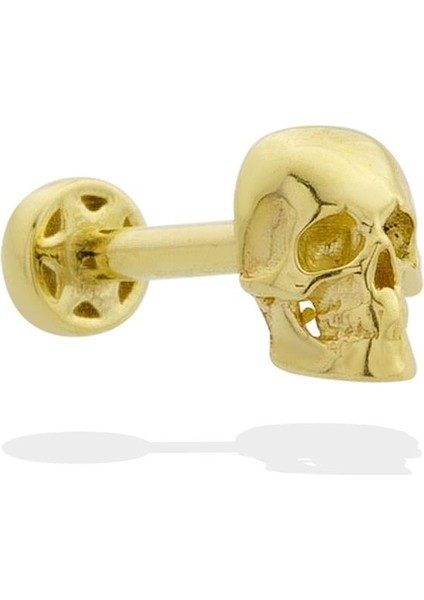 14 Ayar Altın Kuru Kafa Motifli Minimal Tragus Piercing