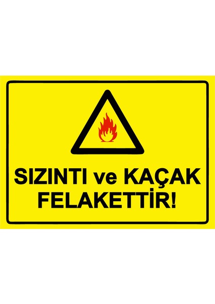 Sızıntı ve Kaçak Felakettir! Uyarı Levhası Pvc 25X35 cm