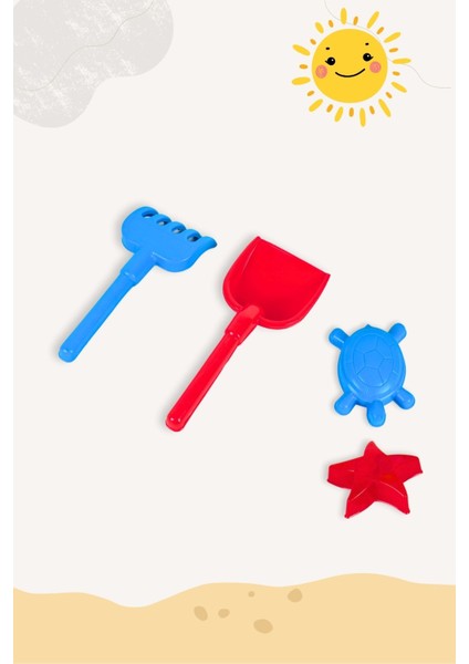 Yaz Plaj Kova Seti, Ibrik, Kürek, Tırmık ve 2 Renkli Kum Kalıbı