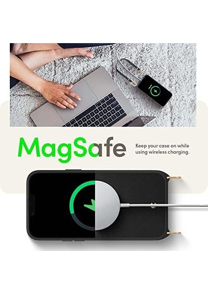 Spigen Classic Charm Mag Cep Telefonu Zinciri [iphone 14 Kılıfı ile Uyumlu], Manyetik Kılıf, Gövdede ve Bilekte Iki Parçalı Zincir - Siyah