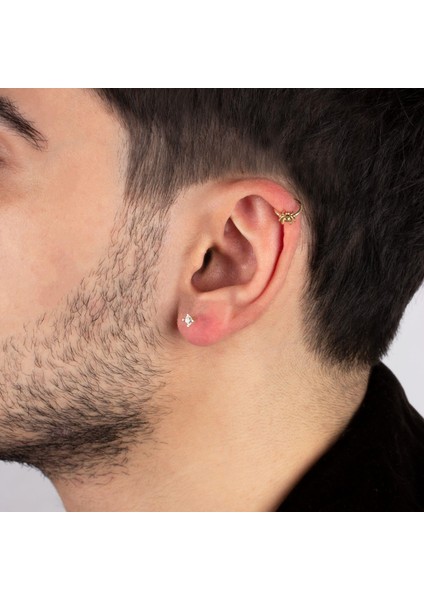 14 Ayar Altın Tektaş Minimal Tragus Piercing fırsatları