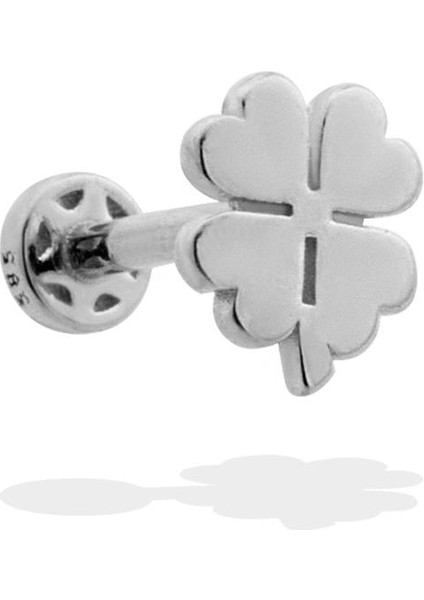 14 Ayar Altın Yonca Motifli Minimal Tragus Piercing