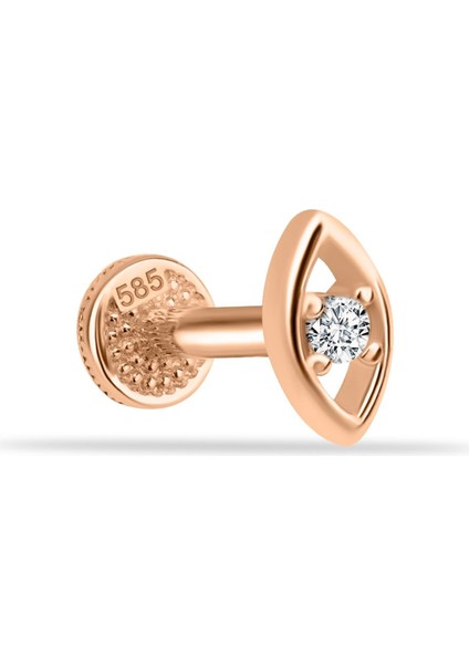 14 Ayar Altın Taşlı Göz Minimal Tragus Piercing
