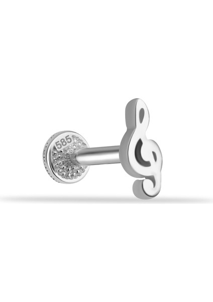 14 Ayar Altın Sol Anahtarı Minimal Tragus Piercing