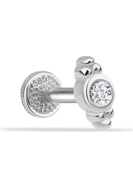 14 Ayar Altın Taşlı Minimal Tragus Piercing