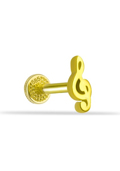 14 Ayar Altın Sol Anahtarı Minimal Tragus Piercing