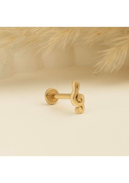 14 Ayar Altın Sol Anahtarı Minimal Tragus Piercing modelleri