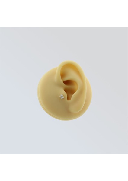 14 Ayar Altın Baget Taşlı Minimal Tragus Piercing