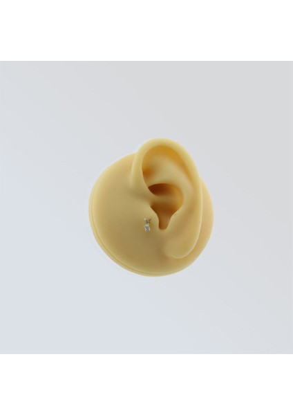 14 Ayar Altın Baget Taşlı Minimal Tragus Piercing