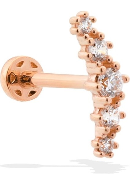 14 Ayar Altın 5 Taşlı Minimal Tragus Piercing