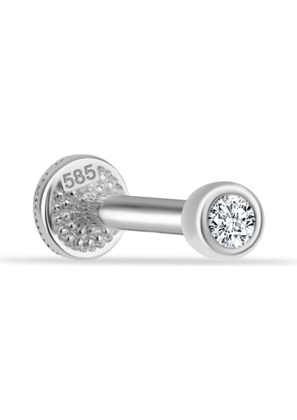 14 Ayar Altın Tektaş Motifli Minimal Tragus Piercing