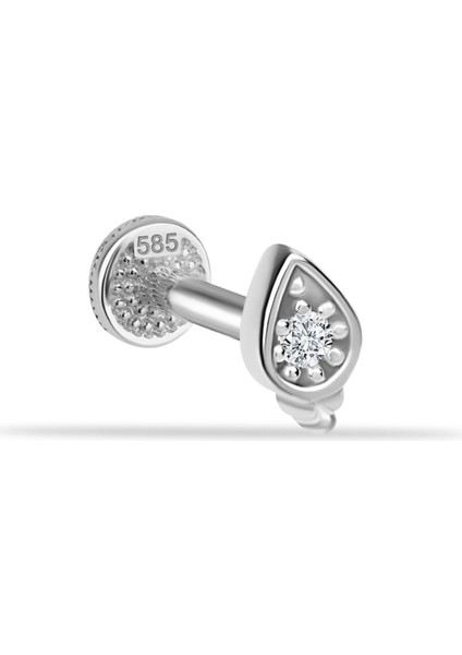 14 Ayar Altın Taşlı Minimal Tragus Piercing