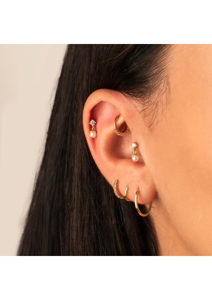 14 Ayar Altın Taşlı Inci Sallantılı Minimal Tragus Piercing fiyatları