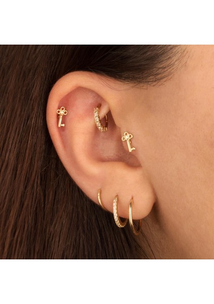 14 Ayar Altın Anahtar Minimal Tragus Piercing fiyatları