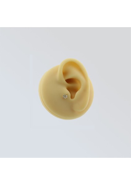 14 Ayar Altın Baget Taşlı Minimal Tragus Piercing