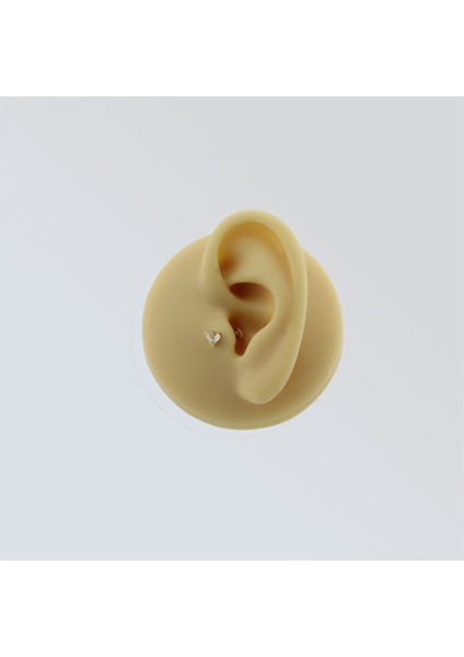 14 Ayar Altın Baget Taşlı Minimal Tragus Piercing