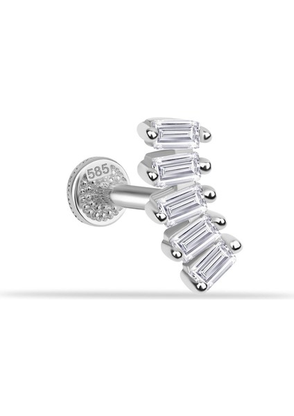 14 Ayar Altın 5 Baget Taşlı Minimal Tragus Piercing