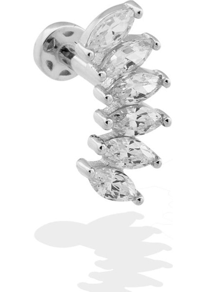 14 Ayar Altın 6 Markiz Taşlı Minimal Tragus Piercing