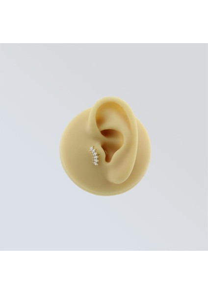 14 Ayar Altın 6 Markiz Taşlı Minimal Tragus Piercing