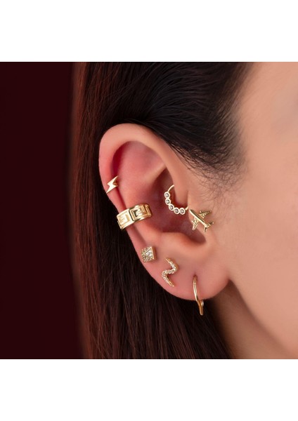 14 Ayar Altın Uçak Motifli Minimal Tragus Piercing fiyatları