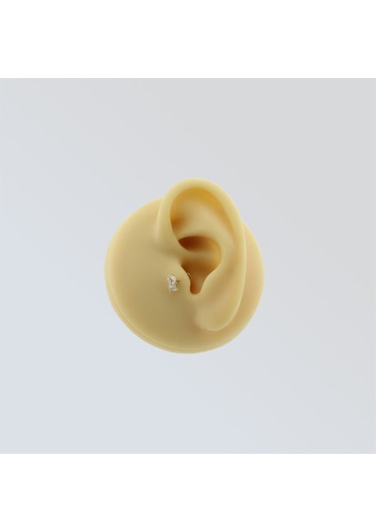 14 Ayar Altın Baget Taşlı Minimal Tragus Piercing
