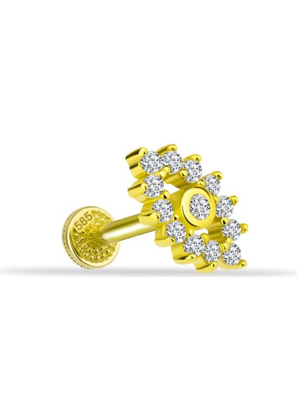 14 Ayar Altın Taşlı Göz Tragus Piercing