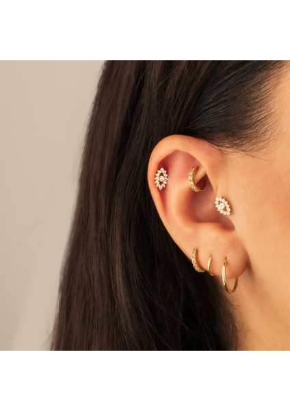 14 Ayar Altın Taşlı Göz Tragus Piercing