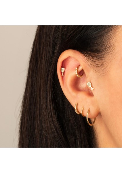 14 Ayar Altın Taşlı Kadeh Minimal Tragus Piercing