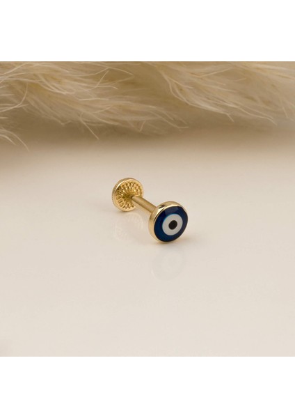 14 Ayar Altın Nazar Boncuk Tragus Piercing