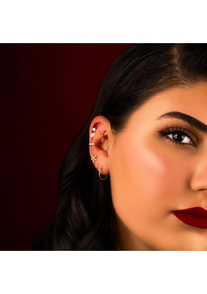 14 Ayar Altın Damla Taş Sallantılı Minimal Tragus Piercing modelleri