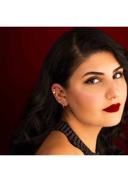 14 Ayar Altın Damla Taş Sallantılı Minimal Tragus Piercing fırsatları