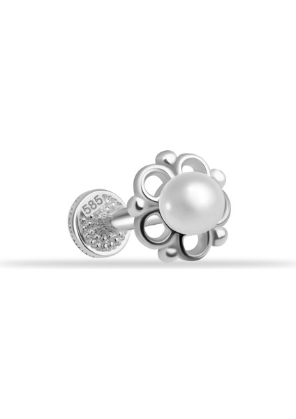 14 Ayar Altın Incili Minimal Tragus Piercing
