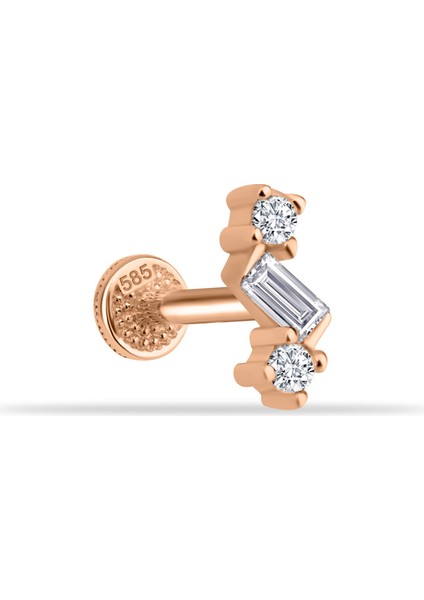 14 Ayar Altın Taşlı Minimal Tragus Piercing