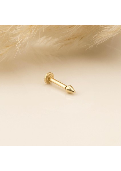 14 Ayar Altın Diken Motifli Minimal Tragus Piercing