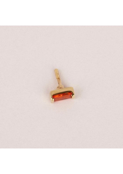 14 Ayar Altın Turuncu Baget Taşlı Minimal Tragus Piercing