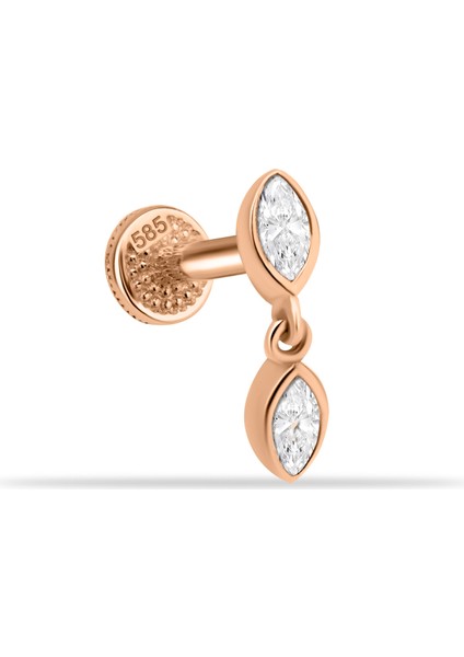 14 Ayar Altın Damla Taş Sallantılı Minimal Tragus Piercing