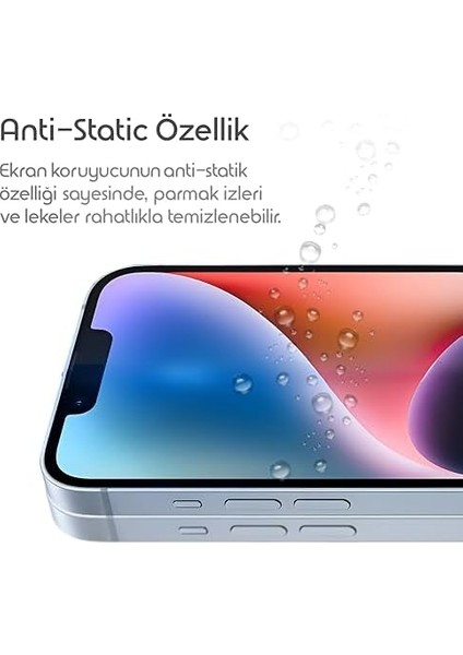 Apple iPhone 14/ 13/ 13 Pro (6. 1") Için Ekran Koruyucu Anti Static Temperli Cam 9h Sertliğinde Görüntü ni ve Dokunmatiği Etkilemeyen Darbelere Karşı Koruma